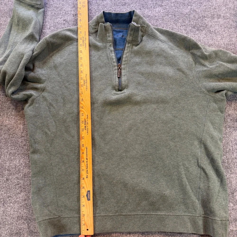 Tommy Bahama Mens Reversible Quarter Zip Pullover Green Blue Sweatshirt XL
